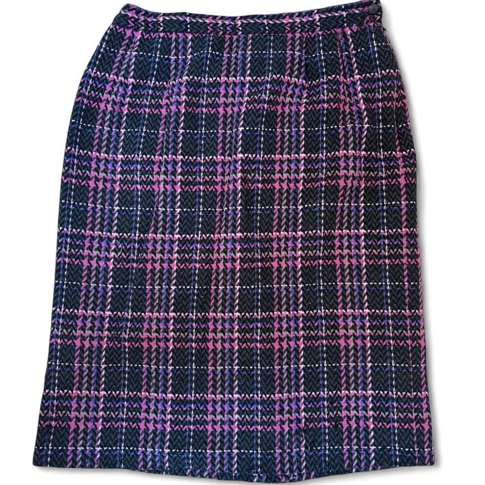 Pendleton Classic Plaid Pencil Skirt Purple,pink, Black Vintage 30" Waist